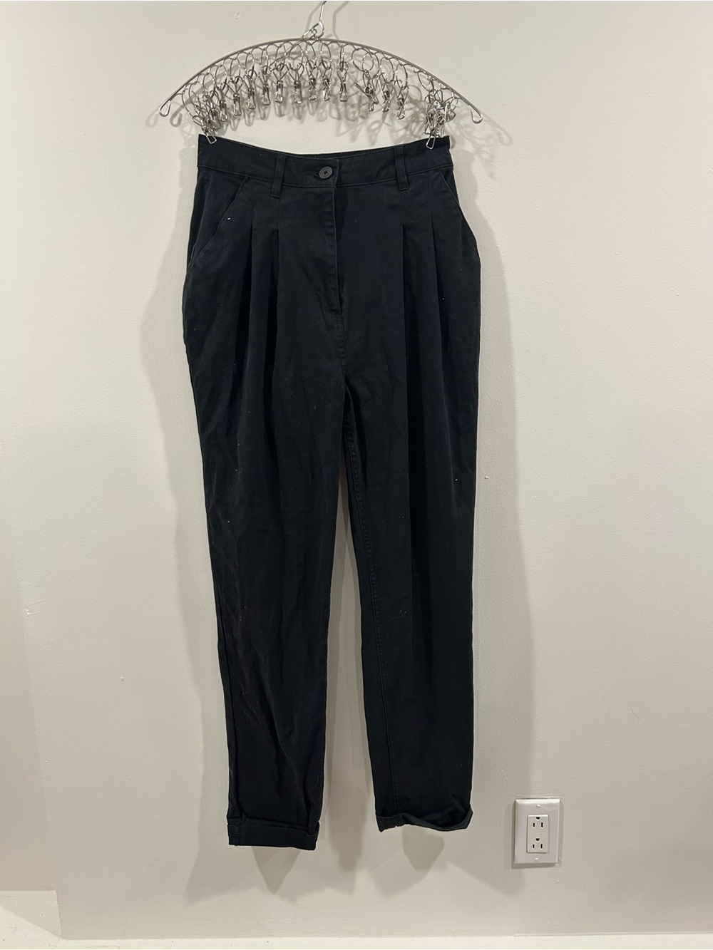 ASOS Black High-Waist Pleated Chinos